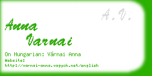 anna varnai business card