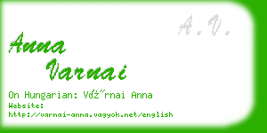 anna varnai business card